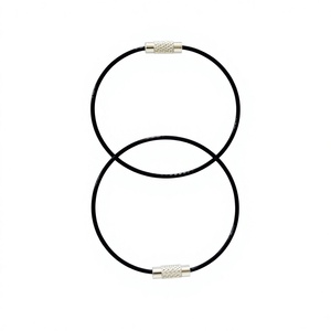 Anneaux suspendus pour étiquettes de bagages et d'identification en acier inoxydable avec boucles de câble - Product Image 1