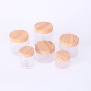Bocaux cosmétiques naturels 250g 250ml en plastique PET transparent givré avec couvercles en bois de bambou - Product Image 5