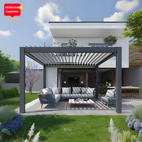 4X8m Motorlu Biyoklimatik Bahçe Kamelyası Otomatik Açılır Panjurlu Çatı Su Geçirmez Açık Hava Alüminyum Pergola Arka Bahçe Terası için