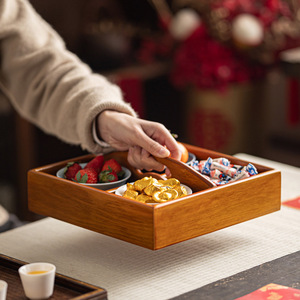 Solid Wood Four Compartment <b>Snack</b> <b>Tray</b> With Fruit And Candy Storage For Home Use - Product Image 1