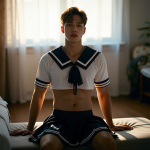 Passionate and provocative male servant school uniform student outfit sexy lingerie crossdressing couple interaction uniform - Product Image 3