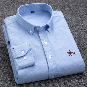 Nouvelle Tendance Grande <span class=keywords><strong>Taille</strong></span> <span class=keywords><strong>Chemise</strong></span> <span class=keywords><strong>Homme</strong></span> en Coton Peigné 40s à Manches Longues Tissée Oxford Royal Avec Logo Brodé - Product Image 3
