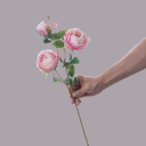 Rosas Artificiales CallaFloral de 3 Cabezas en Rojo, Blanco, Rosa, Naranja, Rosa Oscuro y Color Champán para Decoración de Bodas y Uso en Interiores - Product Image 2
