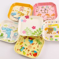 Assiettes carrées en mélamine personnalisables à imprimé animalier de dessin animé pour enfants, pour la maison, l'usage quotidien, les repas des enfants, les réunions de famille
