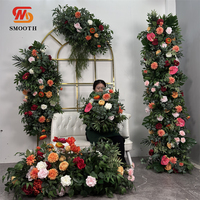 Fleur lisse Swag fleurs roses chaudes coin fleurs de mariage pièce maîtresse pour porte en arc et passerelle décor d'événement de mariage