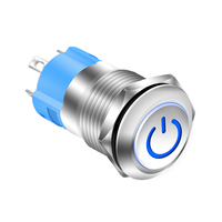 Interrupteur à bouton-poussoir DaierTek 12 mm à verrouillage 12 V LED étanche marche/arrêt avec logo métallique pour automobile et bateau