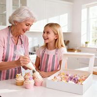 Boîtes à cupcakes avec fenêtre, capacité de 12 cupcakes, pour cupcakes, desserts et plus (blanc)