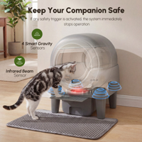 Bac à litière pour chat intelligent à nettoyage automatique, contrôle des odeurs, avec capteur intelligent, design ouvert et contrôle par application