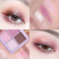Pas cher Bio Vegan Surligneur Shimmer Quatre Carré Grille Fard À Paupières Palette Durable Glitter Nude Maquillage Ombre À Paupières Pan