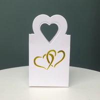 Mini boîte cadeau en forme de cœur découpée au laser pour bonbons et sachets de thé, dorée en relief, évidée, boîte à friandises