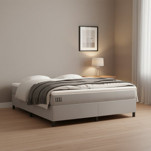 Cadre de lit Ml gris clair en tissu rembourré, design minimaliste, taille Queen - Product Image 2