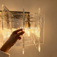 Lustre moderne de luxe en verre texturé et cristal, avec finition laiton, pour la maison ou le bureau, luminaire suspendu LED à hauteur réglable