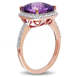 Women's Heart-Shaped <b>Amethyst</b> with Oval Cut Diamond Gemstone <b>Rings</b> for Wedding Momenatomic Jewelry - Product Image 5