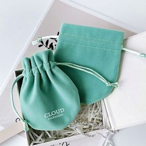 Light Blue Drawstring <b>Gift</b> <b>Bag</b> <b>Luxury</b> Velvet Jewelry Pouch , Customizable Color & Logo for Brand Packaging & <b>Gift</b> Giving - Product Image 3