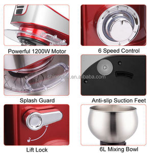 Máy chế biến thực phẩm đa năng chuyên nghiệp <span class=keywords><strong>1200W</strong></span> 6L cho nhà bếp gia đình, máy trộn đứng điện <span class=keywords><strong>1200W</strong></span> với nút đẩy đánh trứng - Product Image 4