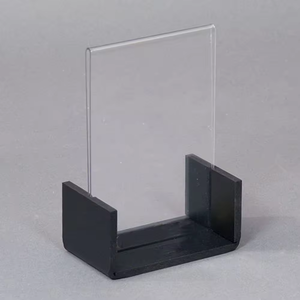 מתלה פרסום לשולחן אקריליק בסיס עץ שולחן אקריליק מחזיק תפריט מסגרת תמונה אקריליק מעמד תצוגה - Product Image 4