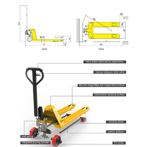 Sıcak satış hidrolik manuel kaldırma palet forklifti manuel kaldırma kamyon hidrolikleri arabası - Product Image 6