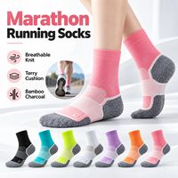 Chaussettes de course Marathon en fibre de charbon de bambou, chaussettes de sport rembourrées, respirantes, pour l'entraînement en plein air