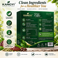 KANGYI Café Vert avec Extrait de Ganoderma, Boisson Instantanée au Café Herbal aux Champignons Reishi pour l'Énergie Quotidienne, 10 Sachets
