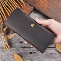 AL996 Dompet Vintage Kulit Asli Panjang Unisex Tahan Air Anti RFID Multi-Fungsi Tempat Kartu Desainer Mewah
