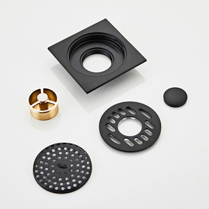 Drain de sol OEM à double usage pour cuisine garage avec couvercle amovible 10CM carré en laiton noir massif anti-odeur - Product Image 2