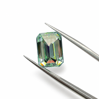 Pierres de Moissanite Taillées en Émeraude, Bleu Vert Aqua, 0,5-10 carats, VVS1, Certifiées GRA, Créées en Laboratoire, Fournitures en Gros pour la Fabrication de Bijoux