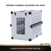 Cage pliable pour chien en alliage d'aluminium solide, portable et simple, résistante à la pluie, pour chiens de petite et moyenne taille - Utilisation en voiture, en camping et en extérieur