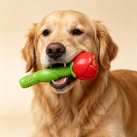 Jouet à mâcher pour chien en caoutchouc de luxe OEM, en forme d'os, pour la Saint-Valentin, avec brosse à dents intégrée, design amusant, cadeau pour petits animaux