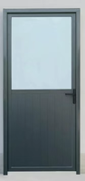 Porte en verre trempé double vitrage, demi-verre, demi-panneau, en alliage titane-magnésium, style minimaliste, idéale pour les salles de bain et les cuisines
