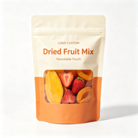 Op maat gemaakte logo-staande ritssluitingszak met transparant venster, voedselveilige PE-plastic, voor gedroogde fruitmix, lage minimale bestelhoeveelheid