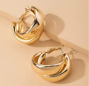 Pendientes de Aro Grandes, Pendientes de Metal con Geometría Coreana para Mujer, Pendientes Colgantes Retro, Joyería de Moda - Product Image 1