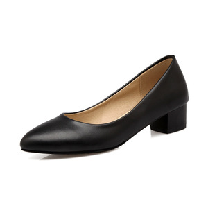 Nouveautés Xuanhui – Escarpins professionnels confortables à talon bas de 3,5 cm, bout pointu, blancs, grandes tailles 41-47 pour femmes - Product Image 2