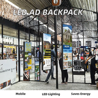 Équipement publicitaire portable pour sac à dos avec écran LED rectangulaire et boîte lumineuse LED à économie d'énergie pour utilisation mobile
