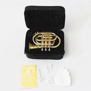 Trompette de poche en acier inoxydable à valves oem de haute qualité trompette en laiton à vendre avec sacs d'instruments et étuis trompette - Product Image 6