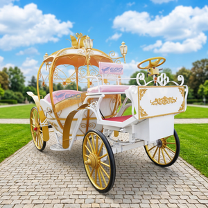 Chariot de transport spécial de luxe personnalisé, électrique, en forme de citrouille de princesse, avec ornement doré, pour mariage Cendrillon et visites touristiques - Product Image 1