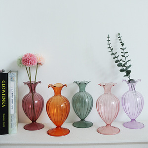 Jarrón de Vidrio Contemporáneo y Simple con Diseño de Barriga Grande para Decoración de Mesa de Boda, Sala de Estar y Dormitorio, Hecho a Mano - Product Image 1