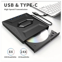 Multi Function All in One External DVD Optical Disc Driver 7 in 1 USB Type C USB3.0 Connect Fast Speed CD/DVD/USB/ Card Reader