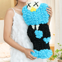 Usine Ammy Vente en gros Ours rose en mousse de haute qualité Fleurs artificielles Ours en peluche Poupée PE Fleurs roses Cadeaux de Saint-Valentin
