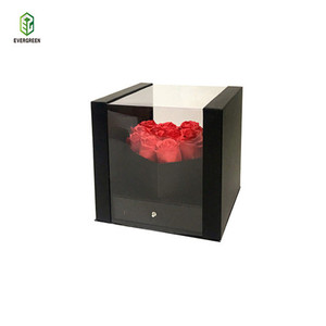 PVC window Heart Shaped Display Drawer cajas para flores Square Flower Gift Box cajas de regalo