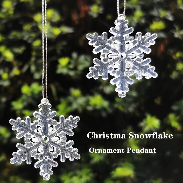 Kerst Ornamenten Sneeuwvlok Decoraties Set Acryl Crystal Clear Opknoping Kerstboomversiering Hanger Voor Kerstmis Nieuwjaar