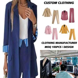 Dark <strong>Blue</strong> Women's Casual One-Set Suit Shorts with Long Sleeves and Vintage Decoration Fashionable and Trendy for Daily <strong>Wear</strong> - Product Image 1