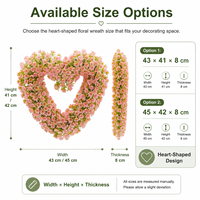 Guirlande de mini roses artificielles en forme de cœur, rose clair, pour décoration murale de porte d'entrée, pour la Saint-Valentin, les mariages, la fête des mères, la maison, l'intérieur