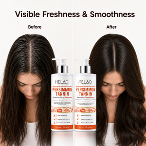 Private Label Persimmon Tannin Scalp Purifying <b>Shampoo</b> Repairing Conditioner Duo 350ml Odor Control Oil Balance for Oily Scalp - Product Image 5