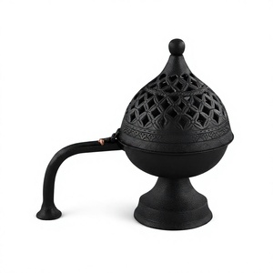 Black Iron Incense <b>Burner</b> With Lattice Design Religious Use All-Season Decorative Dhoop Dani Incense Holder On Sale - Product Image 1