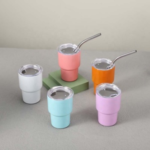Leakproof 2oz 3oz <span class=keywords><strong>Cute</strong></span> School Vacuum Mug Stainless Steel Water Kids Mini Tumbler Shot Copos de vidro com tampas e canudos - Product Image 5
