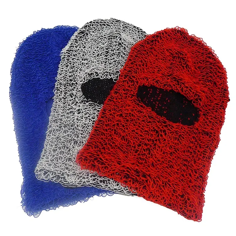 New style wave knit face ski mask balaclava hoodie custom grassy beanie mask one hole funny ski maskss for men women
