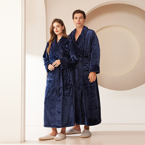 <span class=keywords><strong>Peignoir</strong></span> épais et chaud en flanelle pour couple, style long pour femme, en velours corail, et <span class=keywords><strong>peignoir</strong></span> pour <span class=keywords><strong>homme</strong></span> <span class=keywords><strong>grande</strong></span> <span class=keywords><strong>taille</strong></span> (jusqu'à 200 Jin) – Collection Automne Hiver - Product Image 4