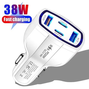 ที่ชาร์จในรถยนต์ 38W 4 พอร์ต รองรับ Dual PD2.0W QC3.0 USB Type-C ชาร์จเร็ว อะแดปเตอร์ที่จุดบุหรี่แบบ Universal - Product Image 1