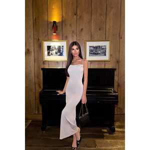 Robe longue d'été vintage beige à bretelles, dos froncé, en mousseline de soie beige, coupe trapèze, asymétrique, en polyester tissé, imprimé unique, XS-XL - Product Image 5