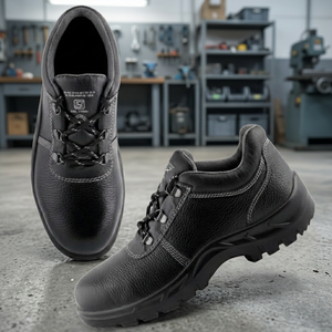 Chaussures de sécurité antidérapantes en cuir véritable imperméables pour hommes, bottes de travail à embout d'acier, vente en gros - Product Image 2